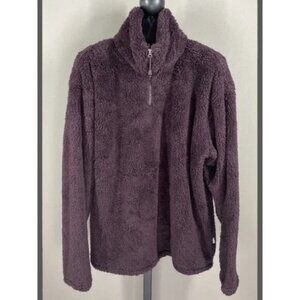 NEW Eddie Bauer Jacket Womens Large purple plush knit 1/4 zip pull over